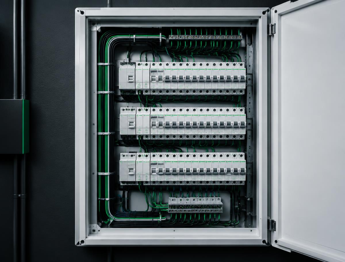 Pristine indeling en kabelrouting in een verdeelkast