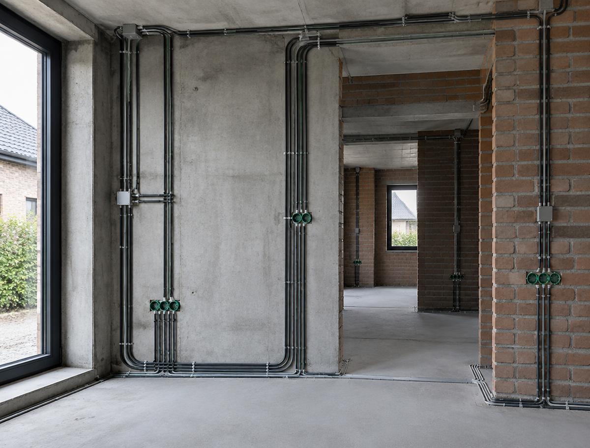 Nauwkeurig aangelegde leidingen in de ruwbouw